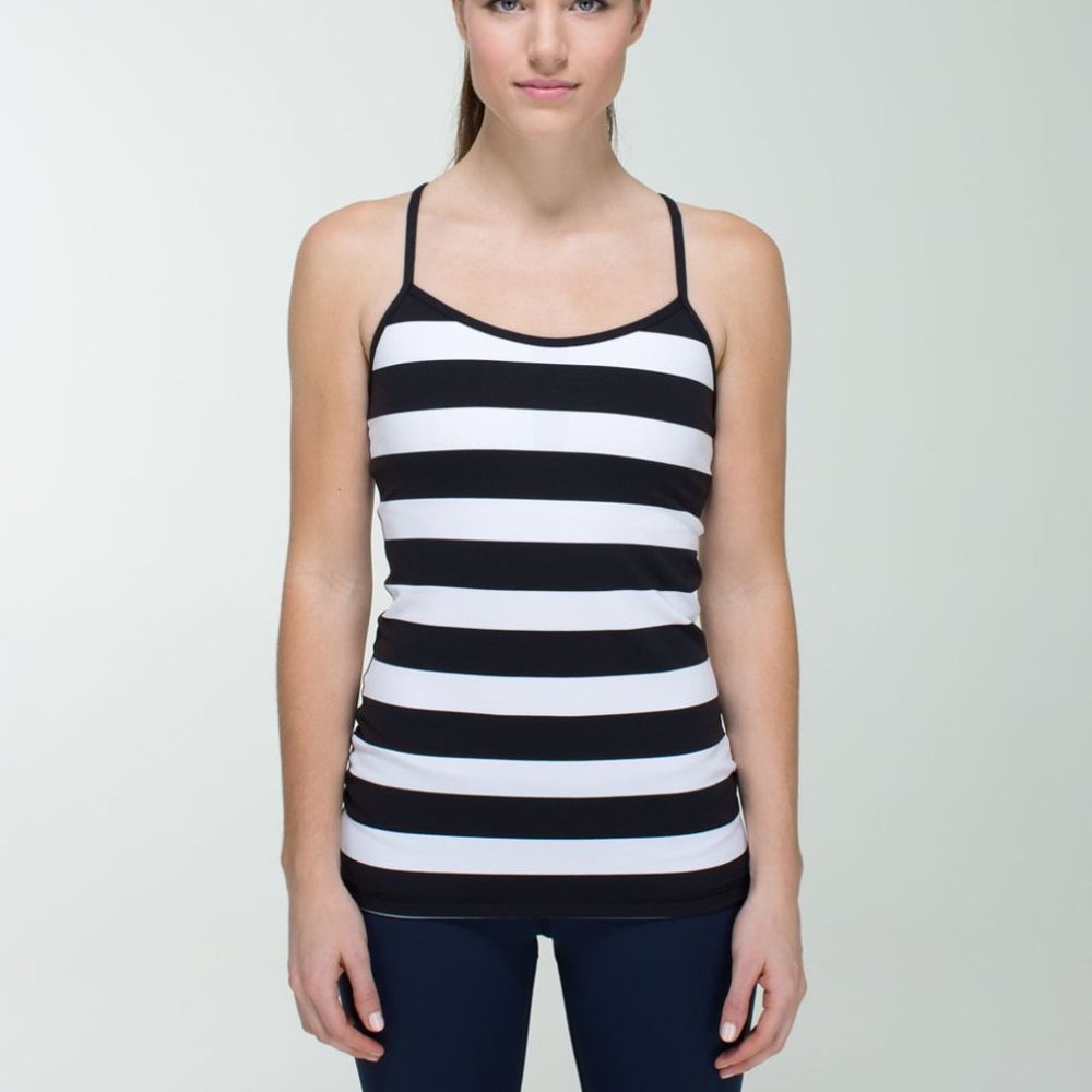 lululemon athletica Black and White Striped Tank Top